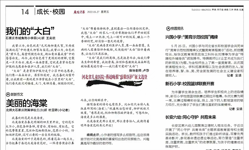 Bwin必赢河北省第十三届儿童强健文明节小学生作文竞赛来了！(图1)